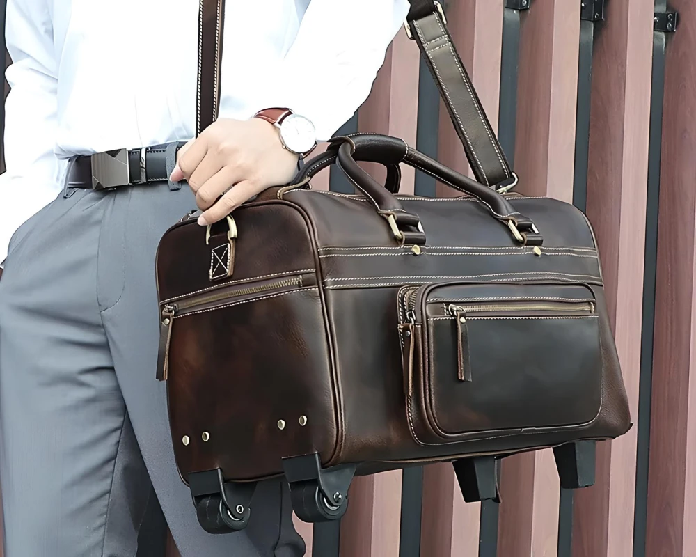mens leather carry on