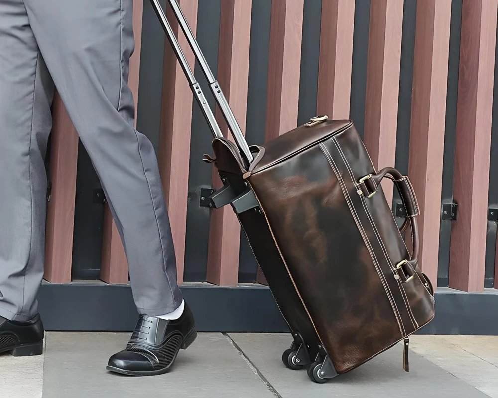 leather carry on suitcase